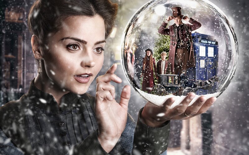 Woman Holding Snow Globe — White, Dramatic