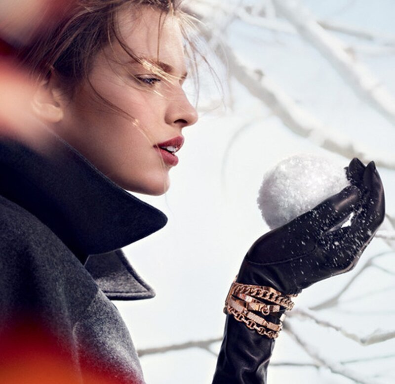 Woman Holding Snowball — White
