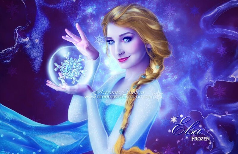 Woman Holding Snowflake — Blue, Magical, Winter