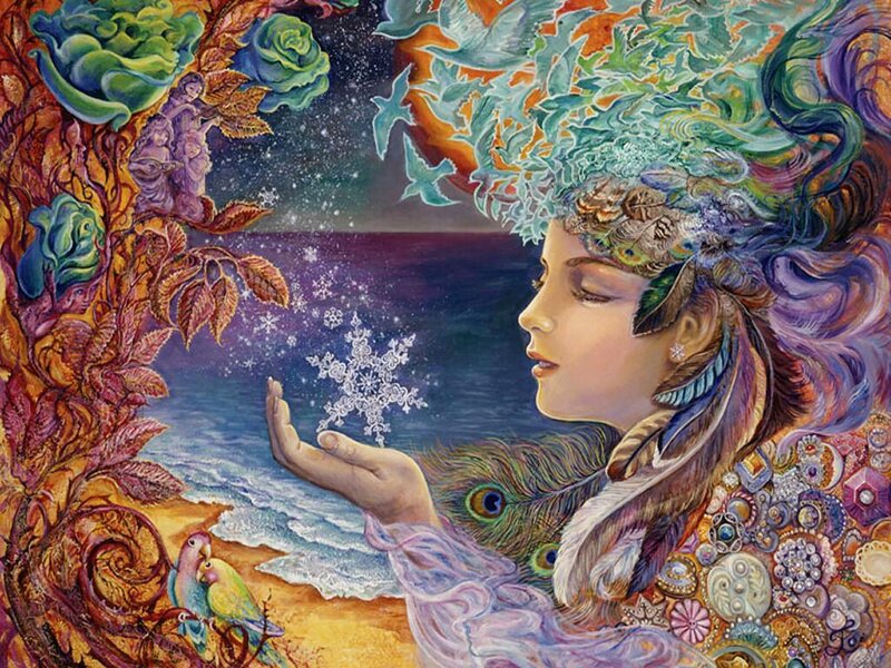 Woman Holding Snowflake — Purple
