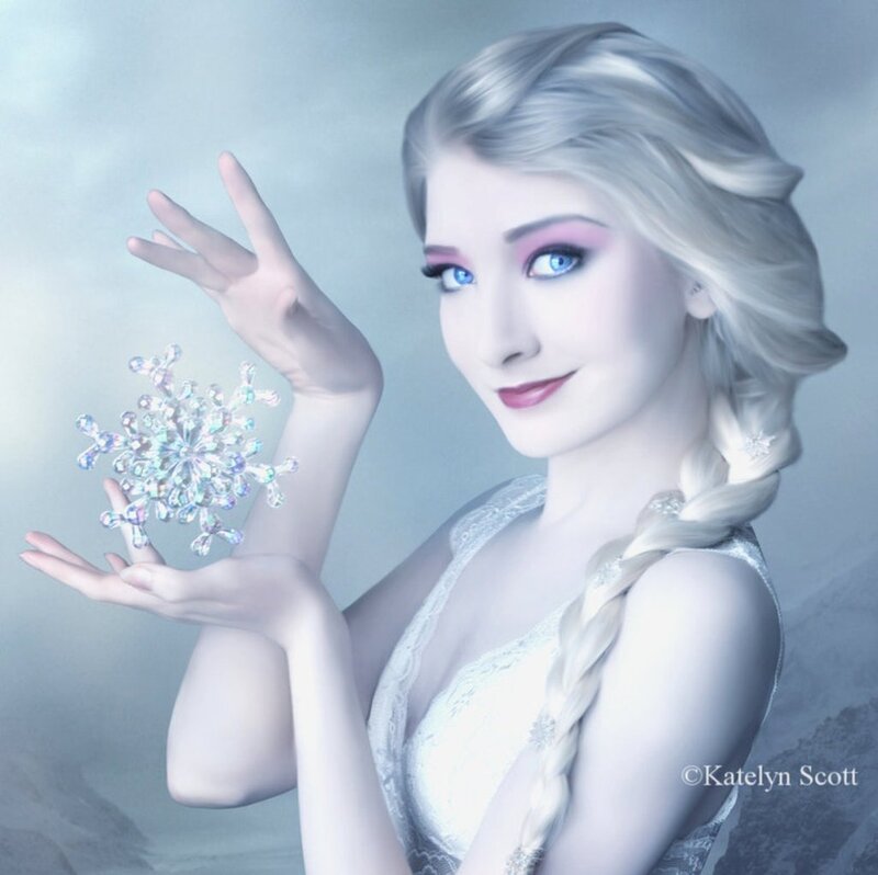 Woman Holding Snowflake — White