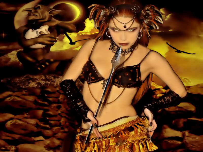Woman Holding Spear