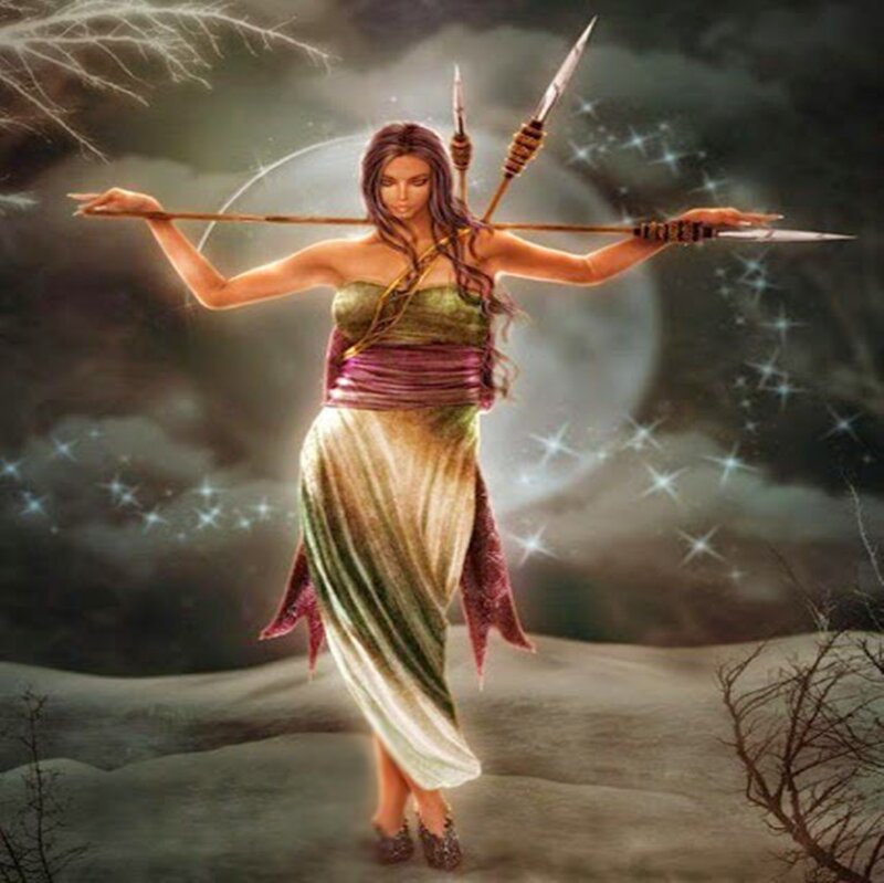 Woman Holding Spears