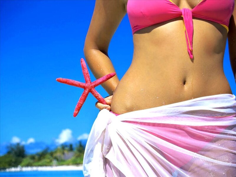 Woman Holding Starfish — Blue