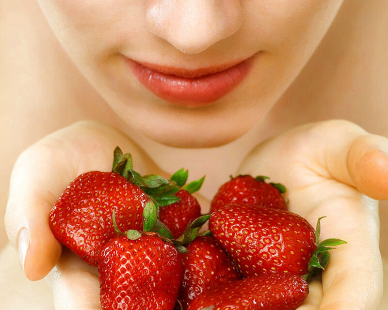 Woman Holding Strawberries — Red, Calm