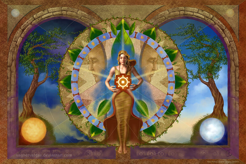 Woman Holding Sun Symbol