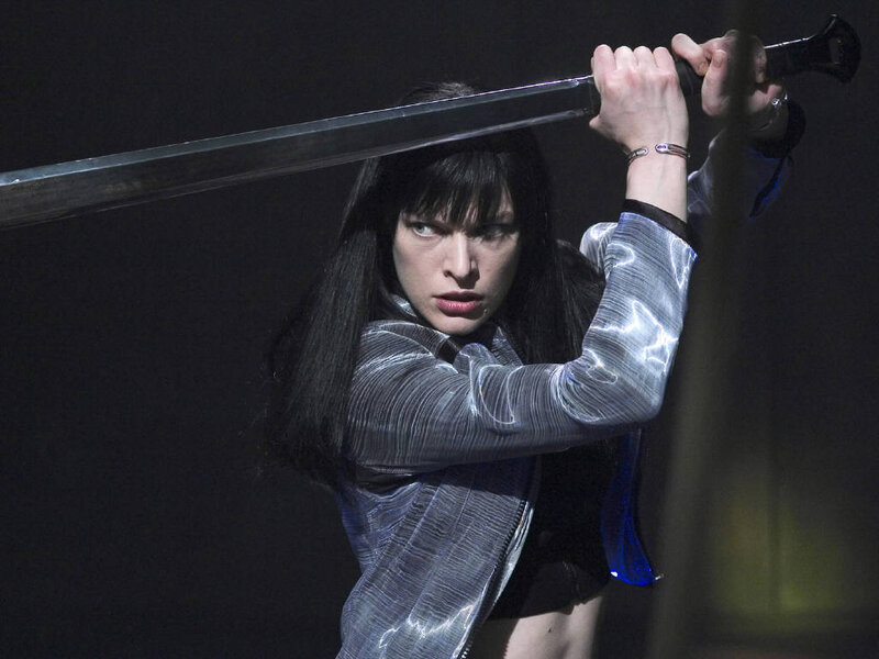 Woman Holding Sword — Black, Dramatic, Photograph, Jacket
