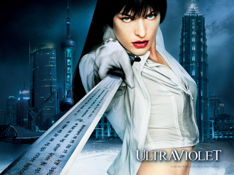 Woman Holding Sword — Blue, Dramatic, Night, Photograph, Cityscape, Tall Buildings