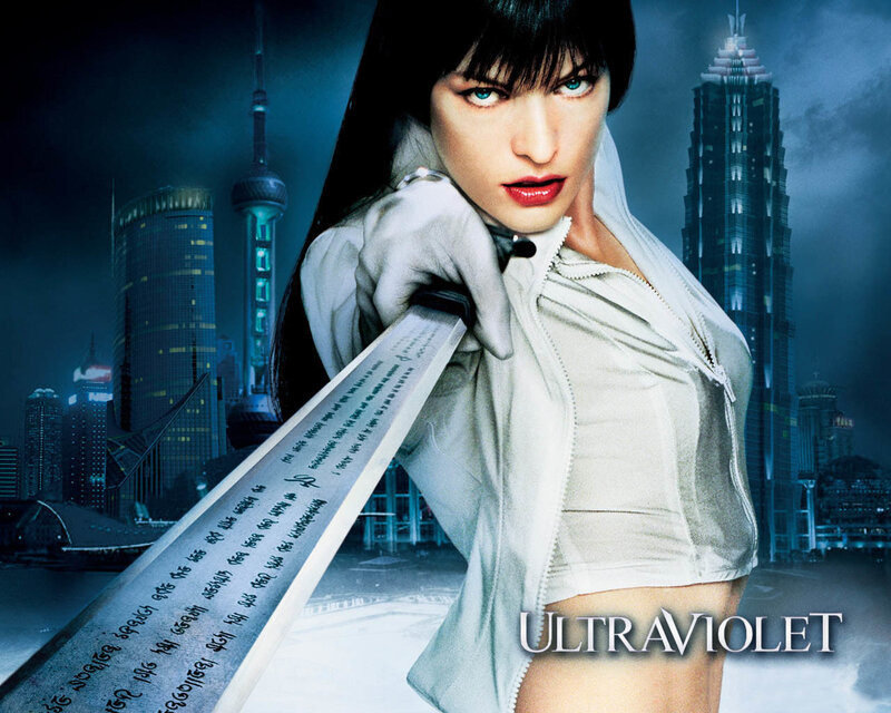 Woman Holding Sword — Blue, Dramatic, Night, Photograph, Cityscape, Tall Buildings, White