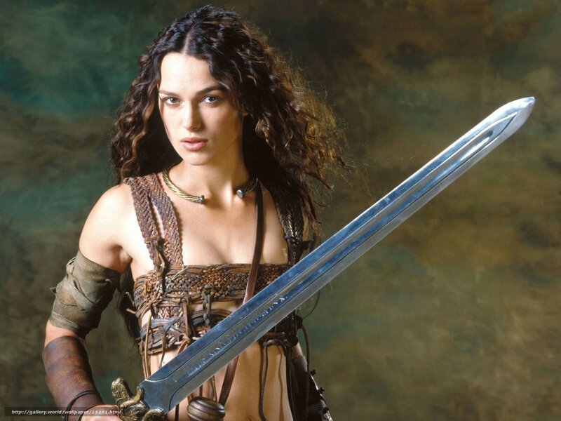Woman Holding Sword — Brown, Dramatic, Photograph, Braided Top