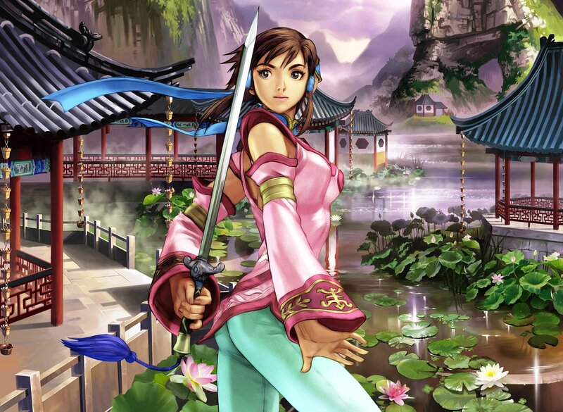 Woman Holding Sword — Pink, Serene