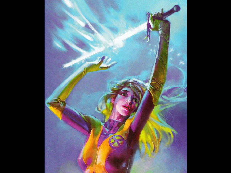 Woman Holding Sword — Yellow