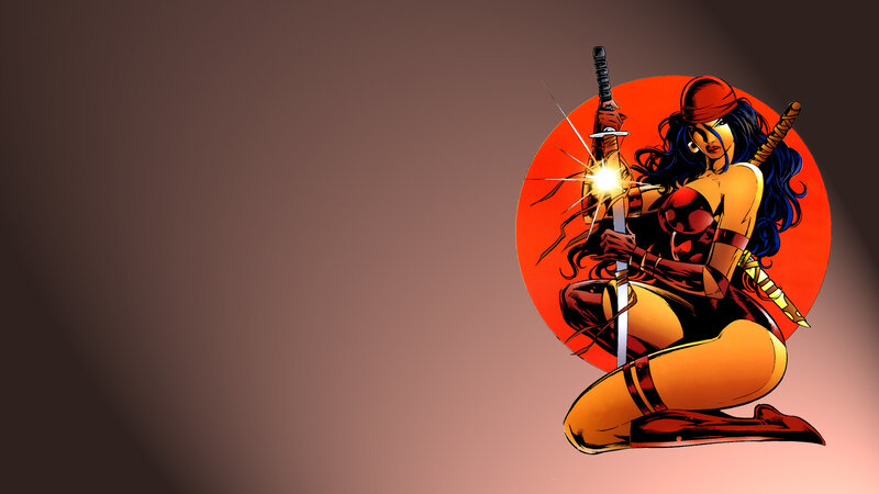 Woman Holding Swords — Red, Dramatic, Comic, Red Circle