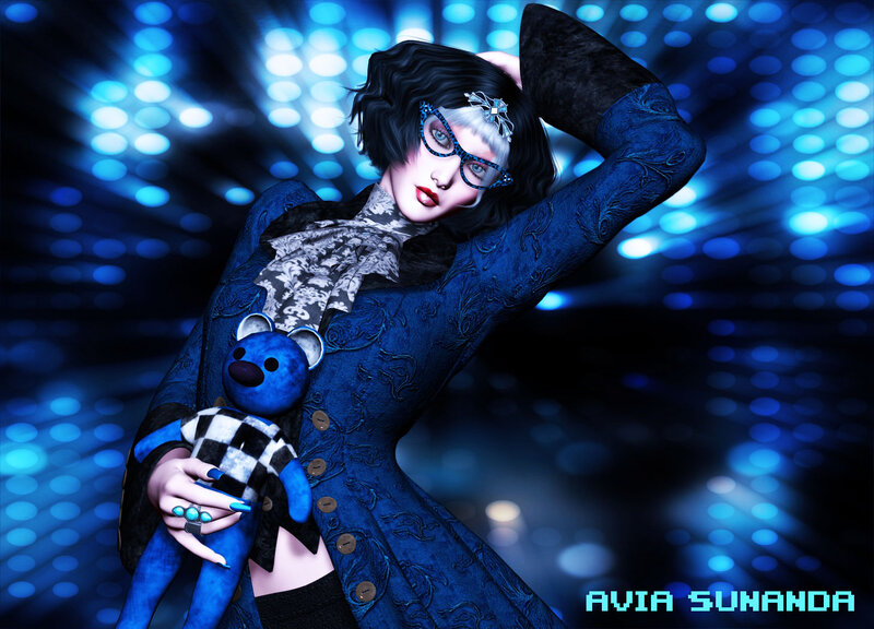 Woman Holding Teddy Bear — Blue, Dramatic