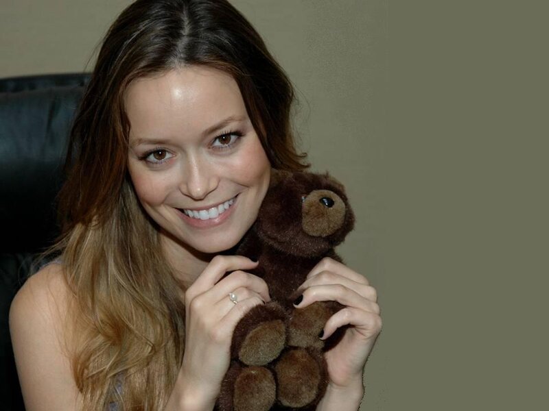 Woman Holding Teddy Bear — Brown, Friendly
