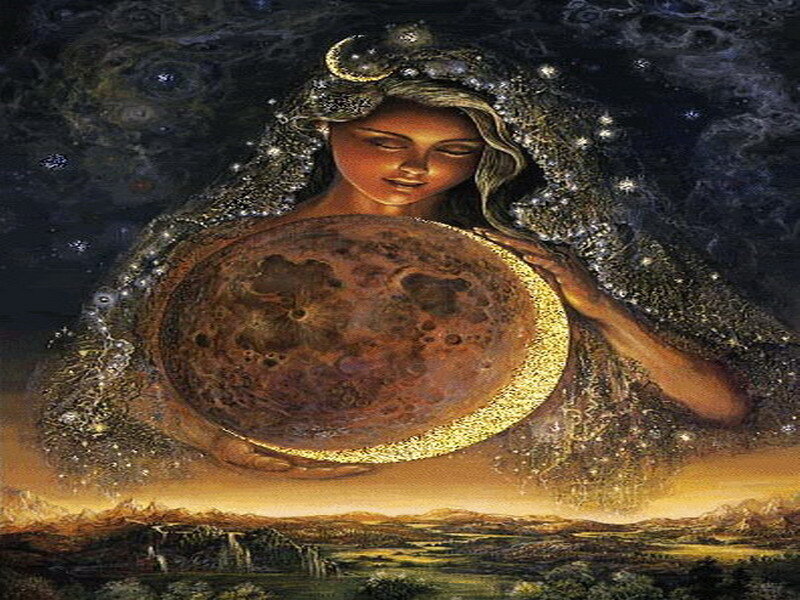 woman holding the moon