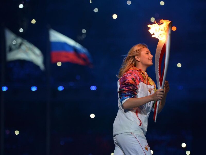 Woman Holding Torch — Blue, Dramatic, Night