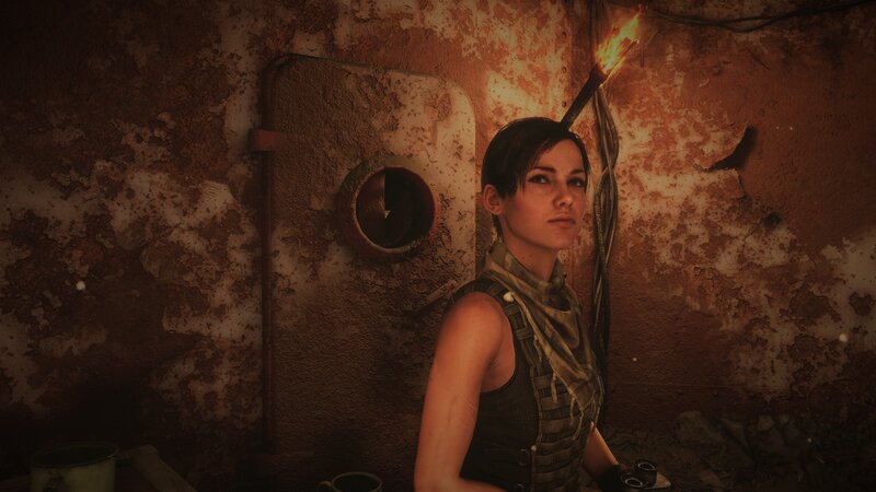 Woman Holding Torch — Brown, Tense, Dramatic