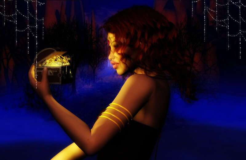 Woman Holding Treasure Chest