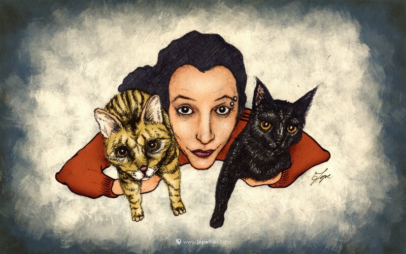 Woman Holding Two Cats