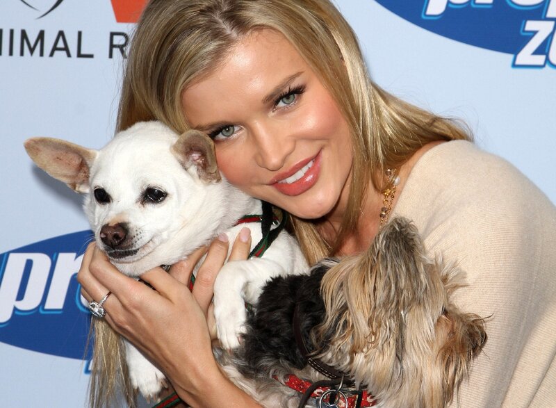 Woman Holding Two Dogs — White