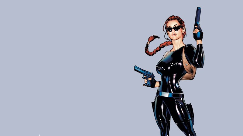 Woman Holding Two Guns — Black, Confident, Comic, Sunglasses