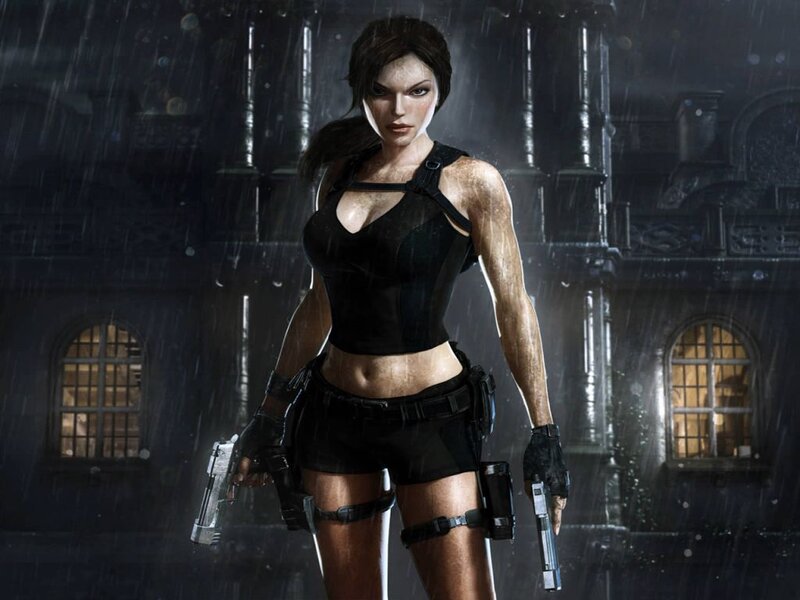 Woman Holding Two Guns — Black, Dark, Dramatic