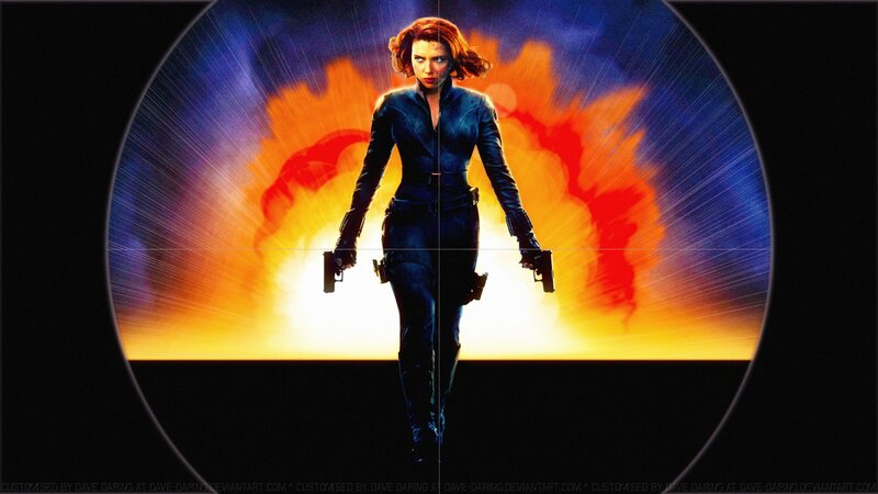 Woman Holding Two Guns — Black, Dramatic, Digital Art, Explosion