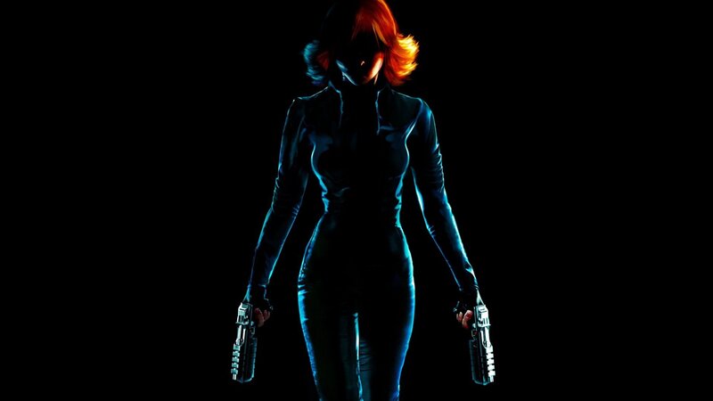 Woman Holding Two Guns — Black, Dramatic, Night, Digital Art