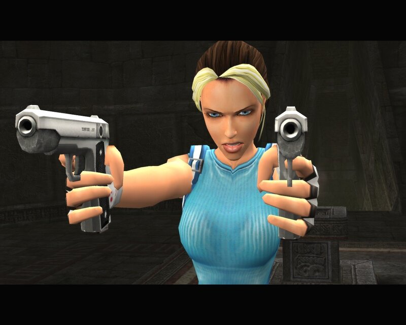 Woman Holding Two Guns — Blue, Intense, 3d Render