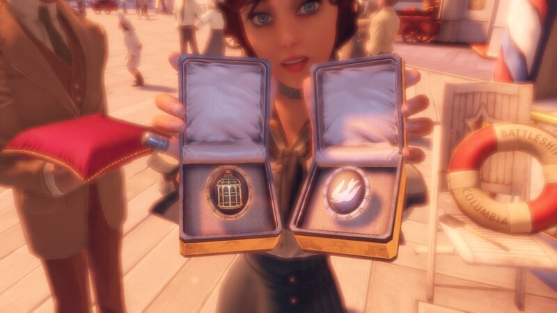 woman holding two medals