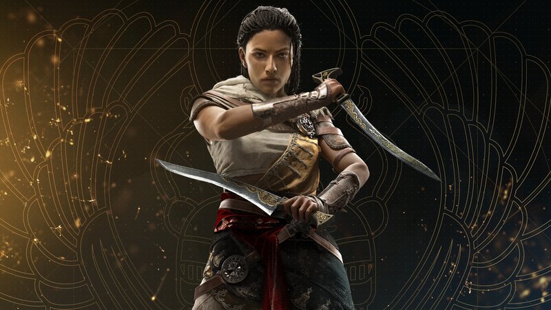 Woman Holding Two Swords — Black, Dramatic, 3d Render