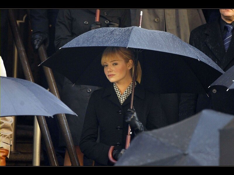 Woman Holding Umbrella — Black, Somber