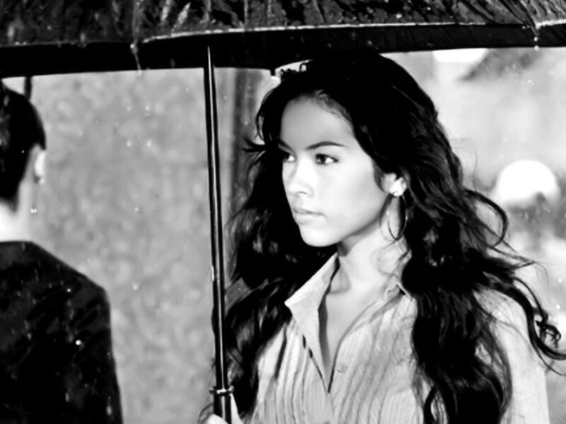 Woman Holding Umbrella — Black