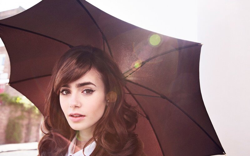 Woman Holding Umbrella — Brown, Dramatic