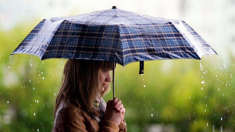 woman holding umbrella in rain
