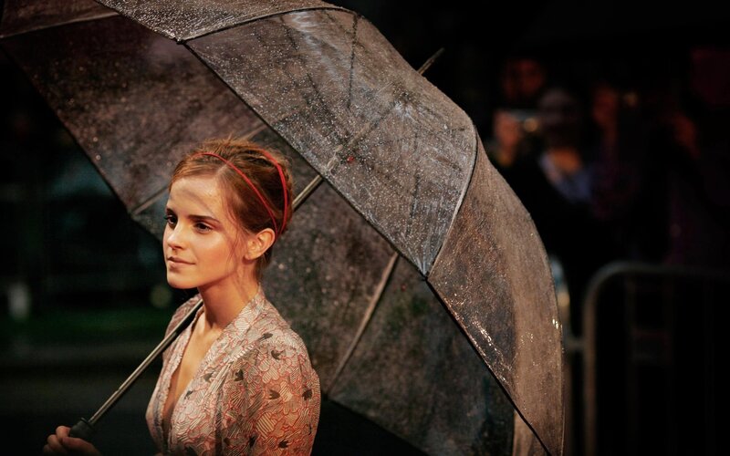 woman holding umbrella in rain