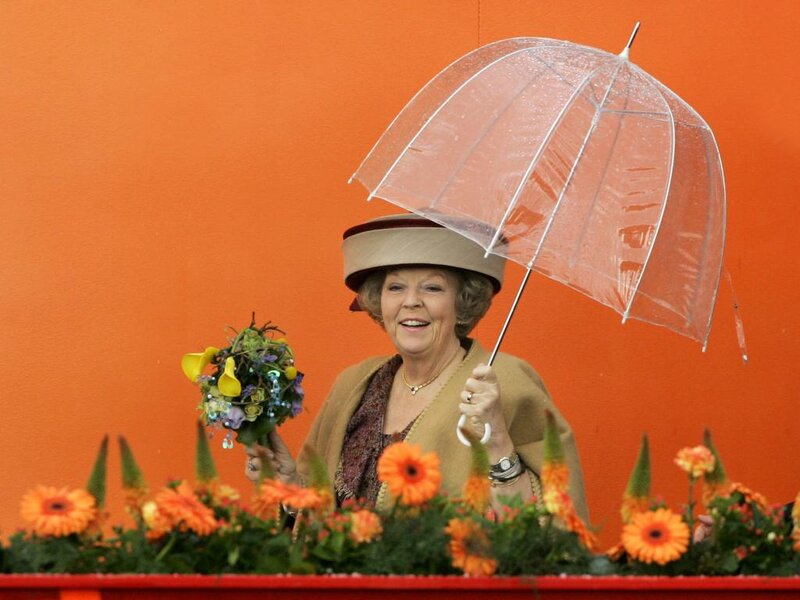 Woman Holding Umbrella — Orange, Formal