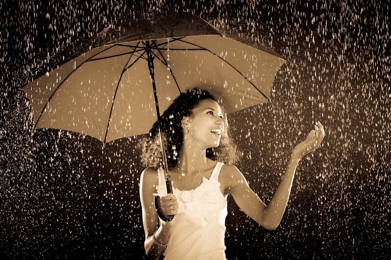Woman Holding Umbrella — Sepia