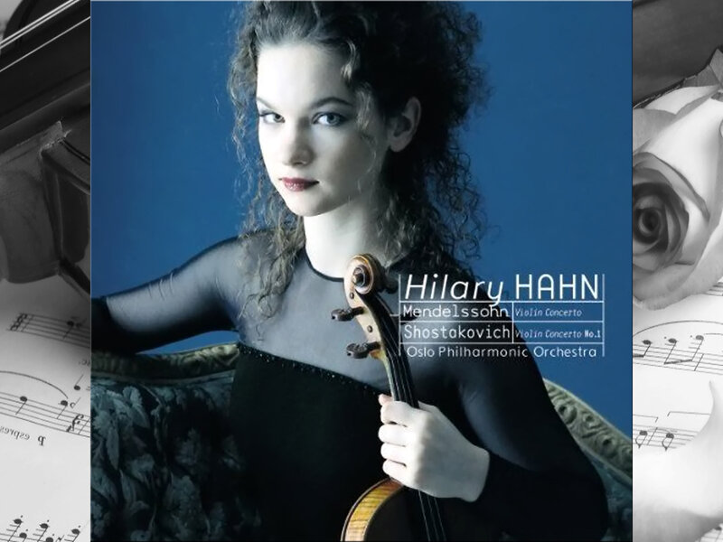 Woman Holding Violin — Blue, Serious