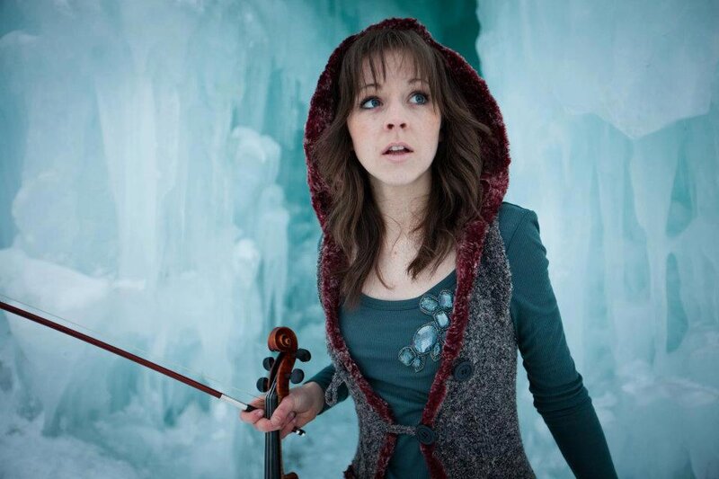Woman Holding Violin — Blue