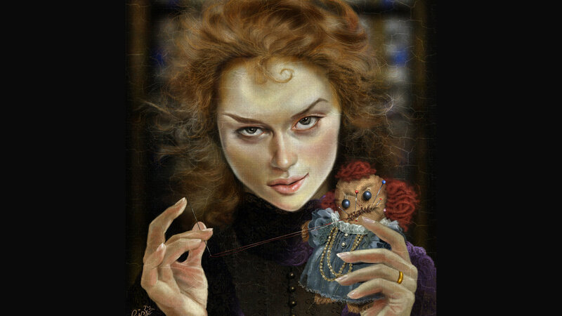 Woman Holding Voodoo Doll