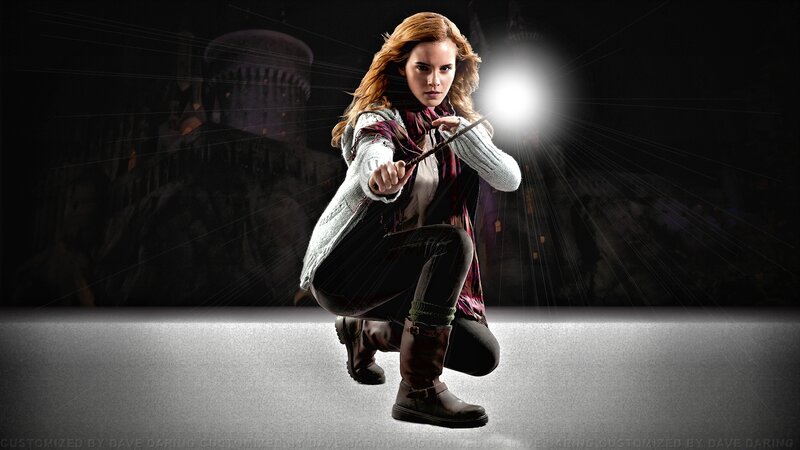 Woman Holding Wand — Black, Dramatic