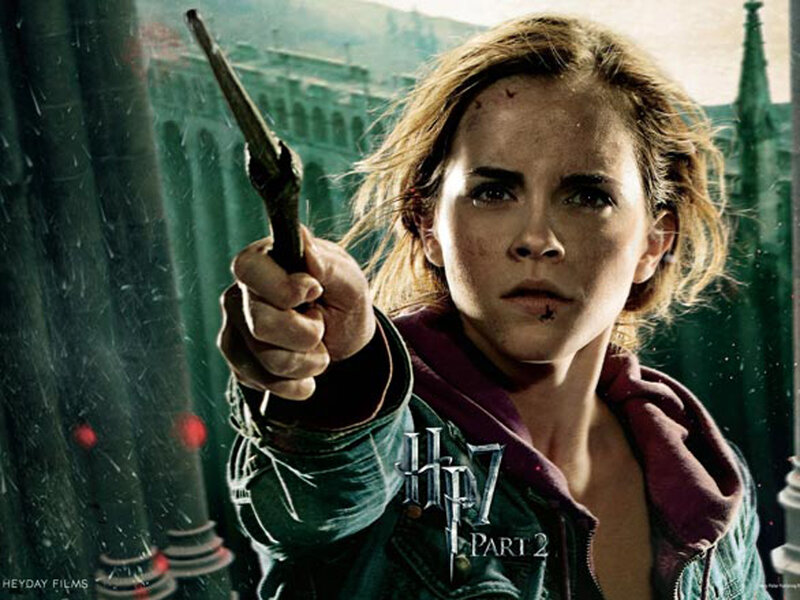 Woman Holding Wand — Green, Dramatic