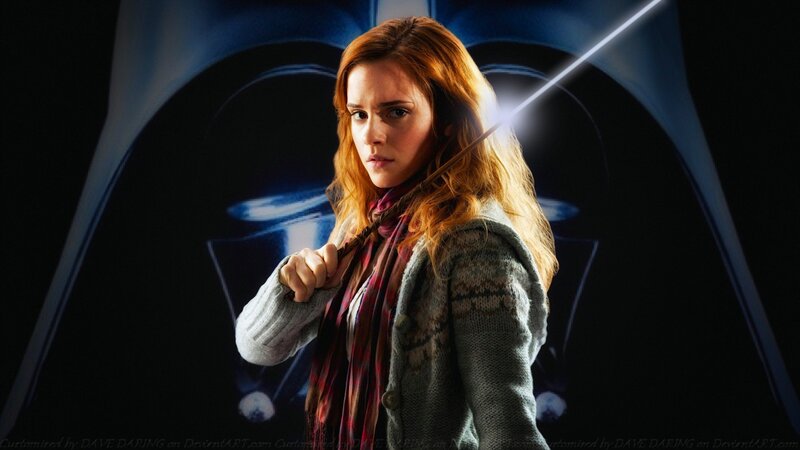 Woman Holding Wand — Red, Dramatic