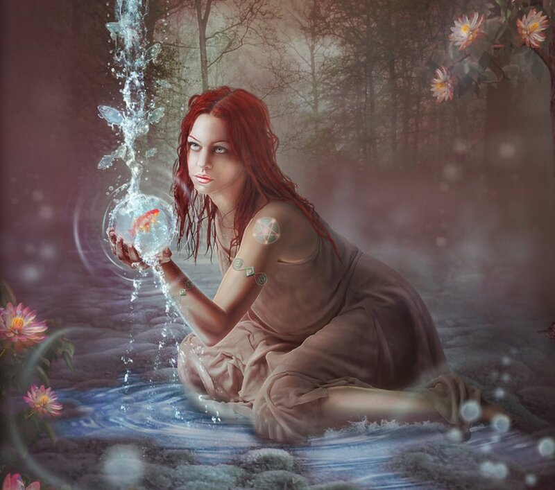 Woman Holding Water Orb