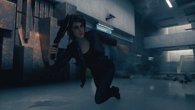 Woman Holding Weapon — Black, Tense, Dramatic