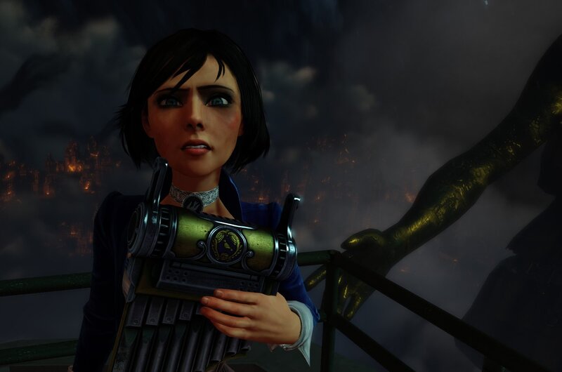 Woman Holding Weapon — Blue, Dramatic, Night
