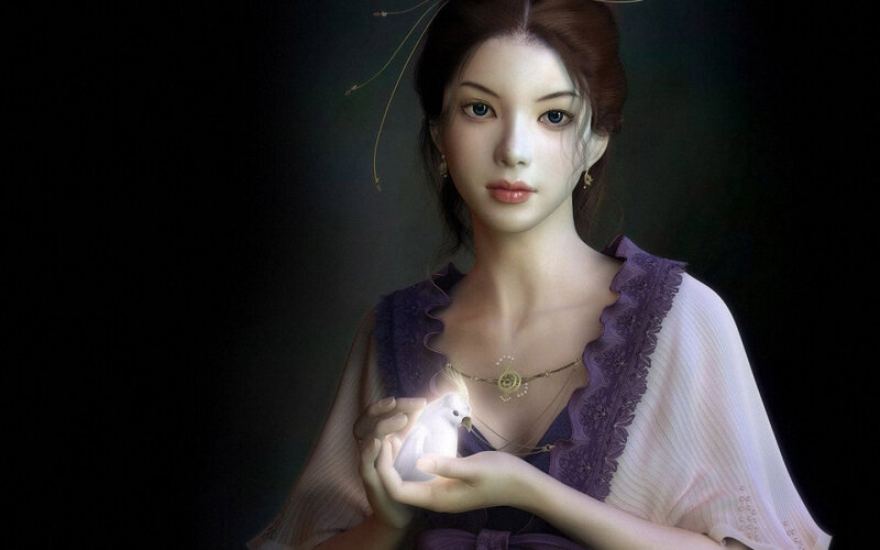 Woman Holding White Bird