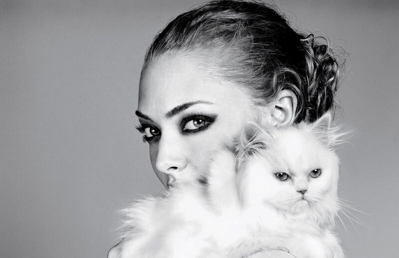 woman holding white cat